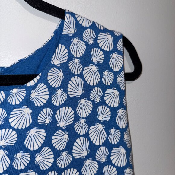 Hobbs London Blue & White Shell Print Sleeveless Dress Womens Size 14 - Picture 3 of 8